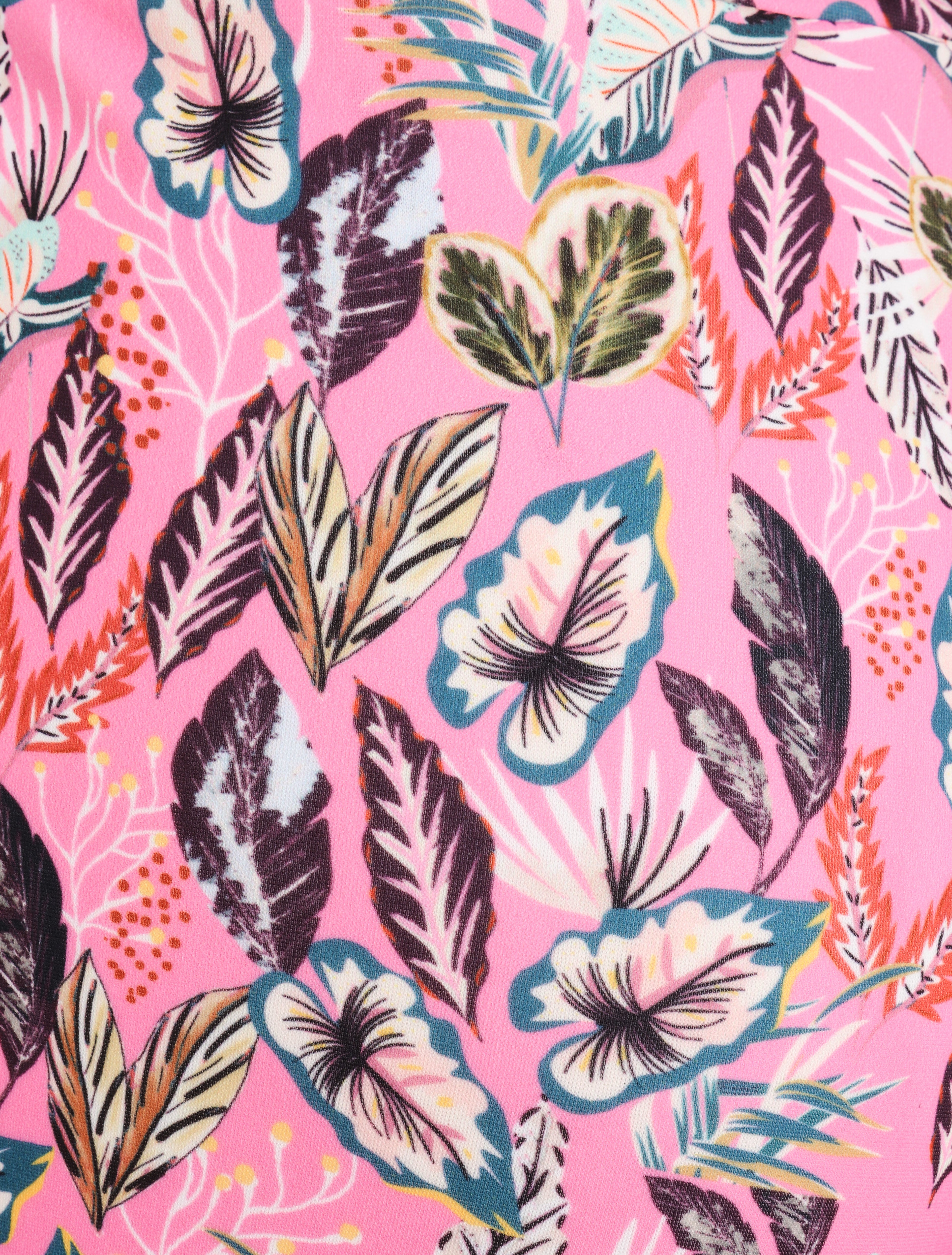 Short imprimé feuilles tropicales - Rose - 3