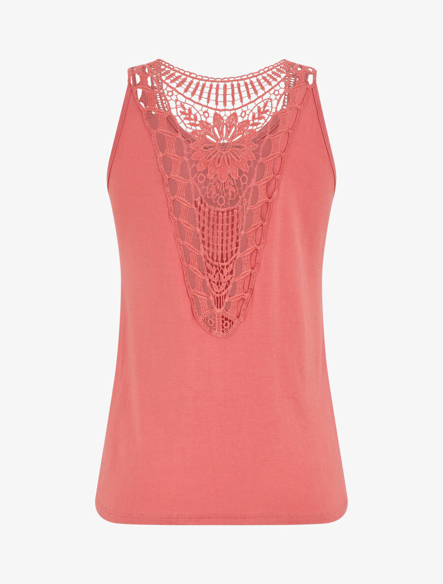Top uni à détail broderies - Rose saumon - 2