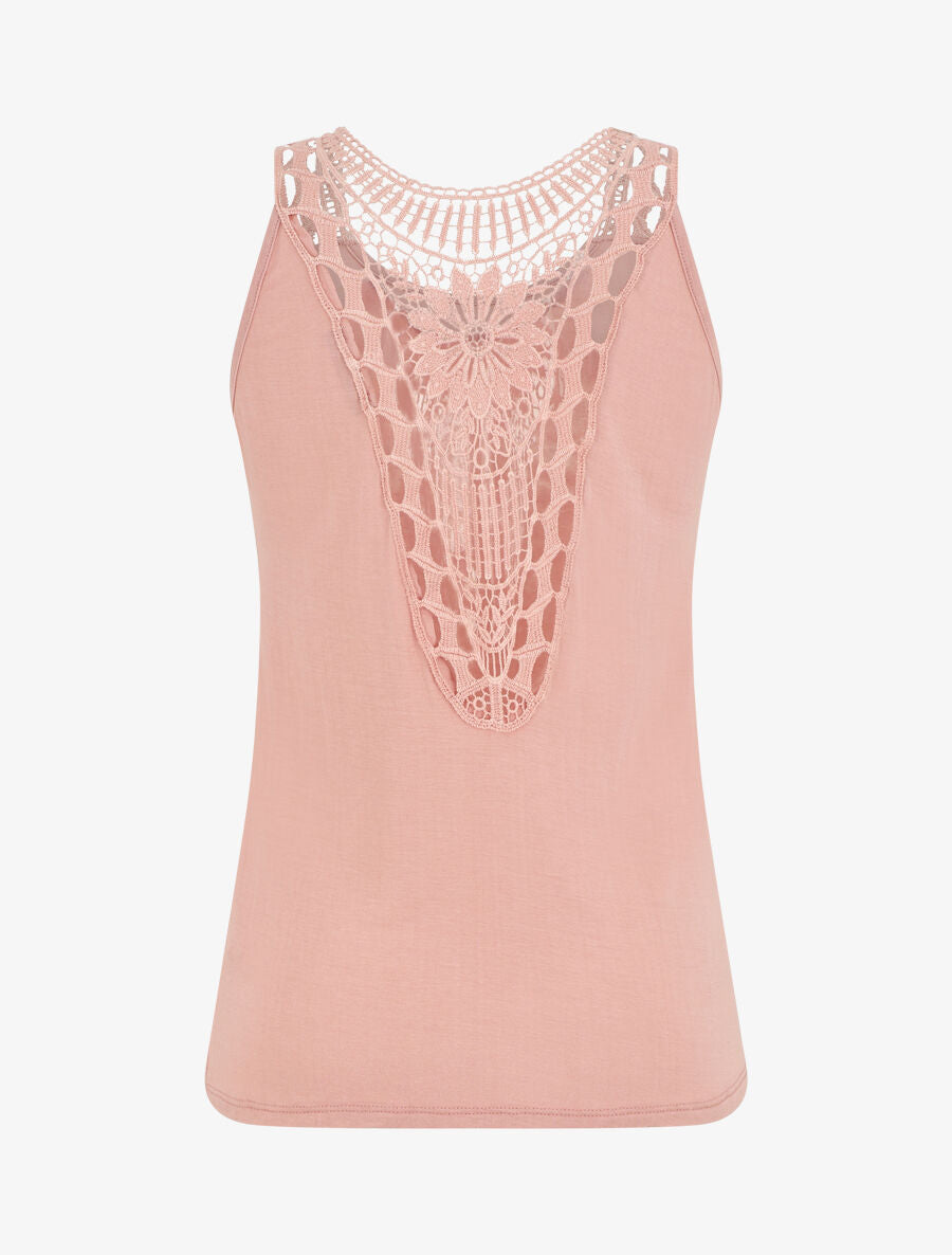 Top uni à détail broderies - Rose - 2