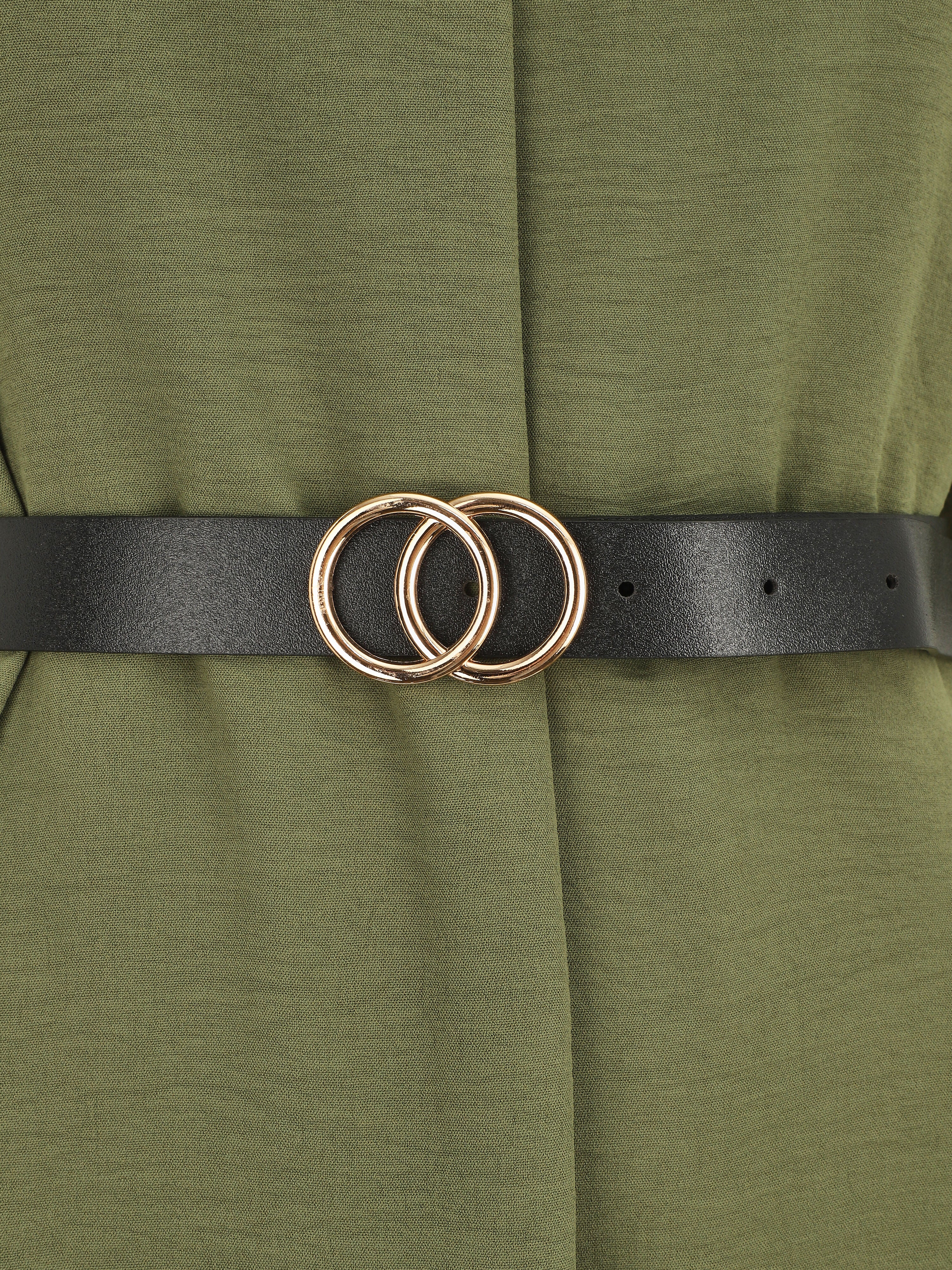 Robe droite à manches retroussables - Kaki - 3