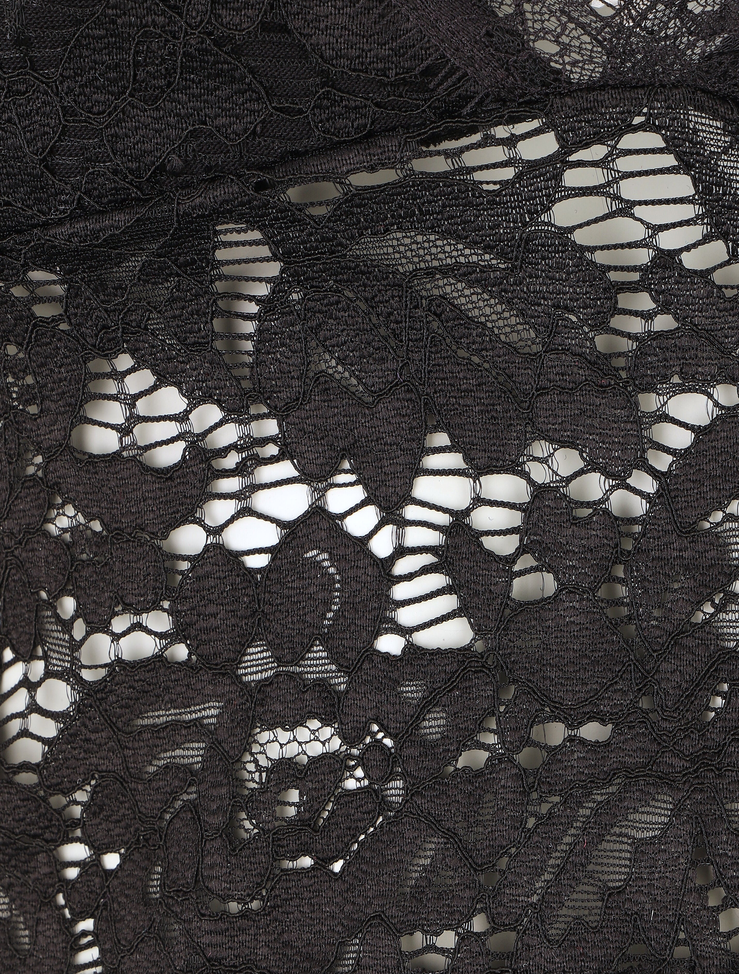 Crop top en dentelle ajourée - Noir - 3