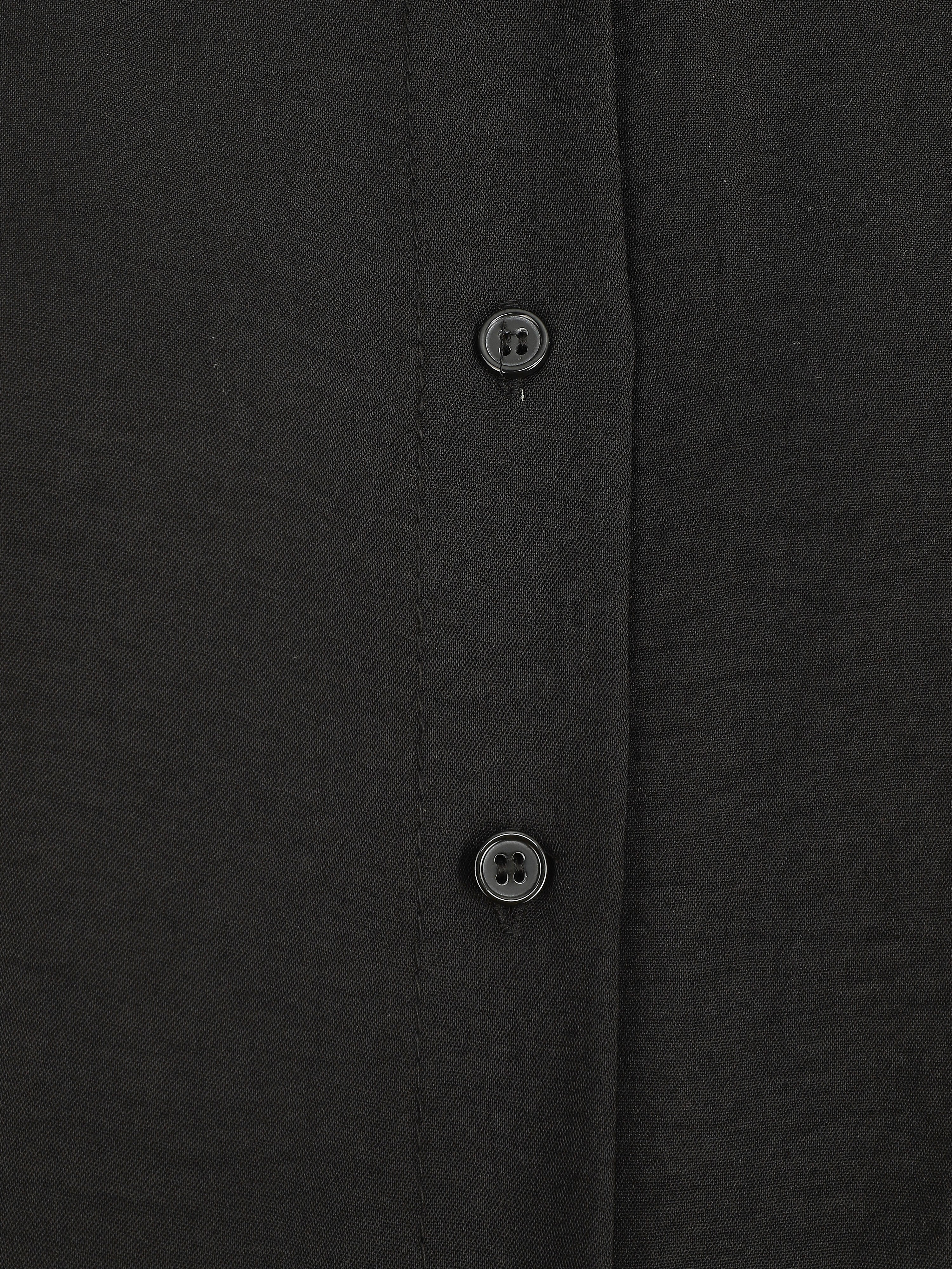 Chemise unie manches courtes à nouer - Noir - 3