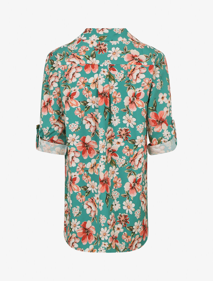 Blouse oversize à imprimé fleuri - Vert - 2