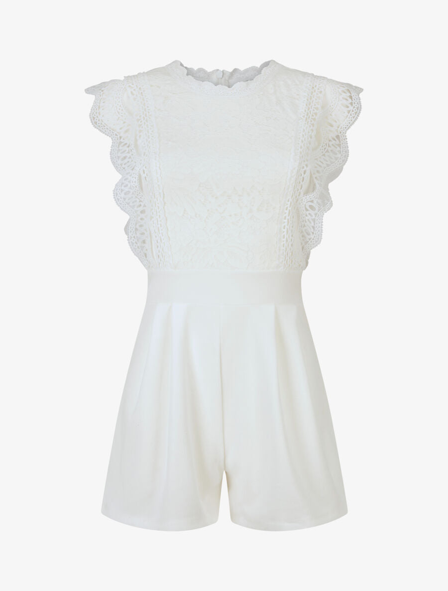 Combishort à buste en dentelle - Blanc - 4