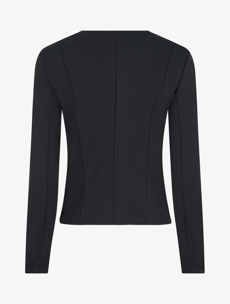 Veste courte à bord fendu asymétrique - Noir - 2