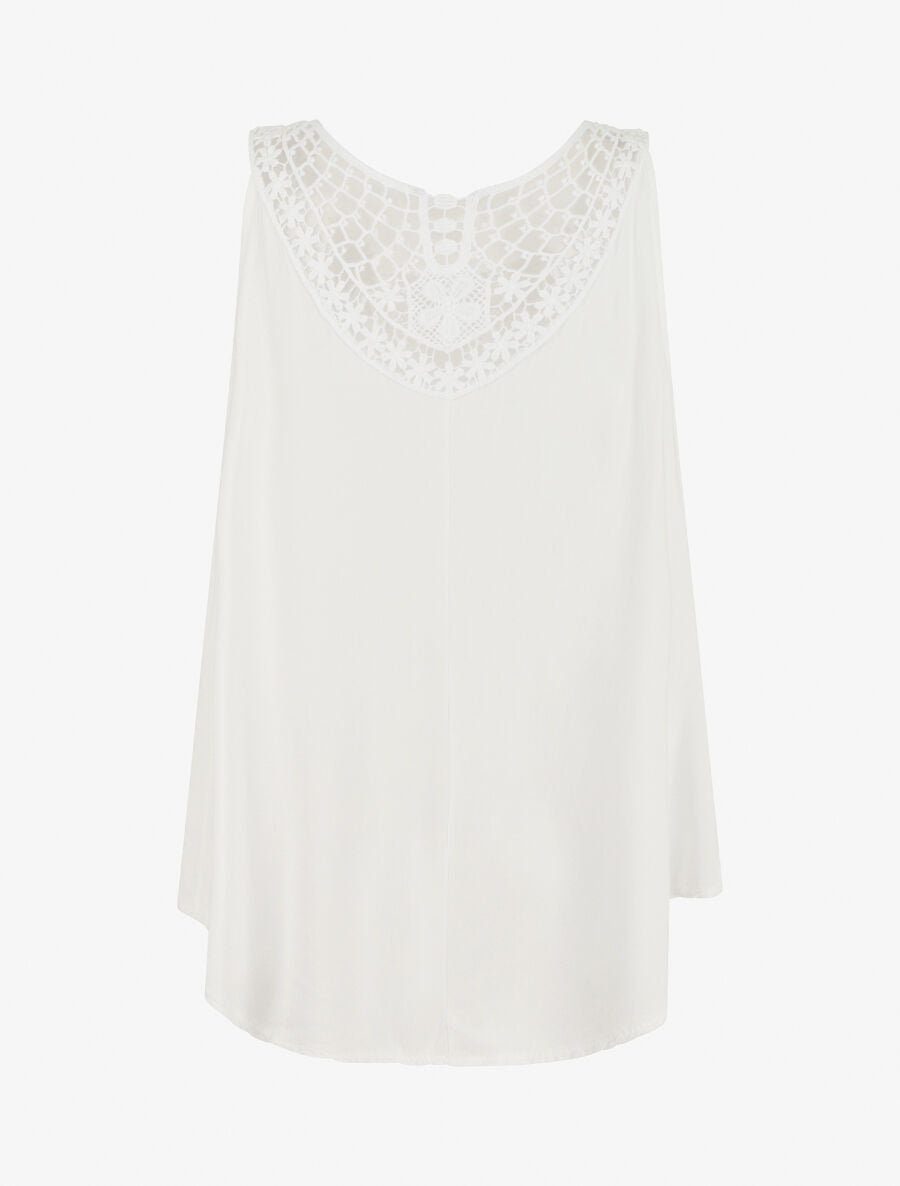 Top uni et broderies au dos - Blanc - 2