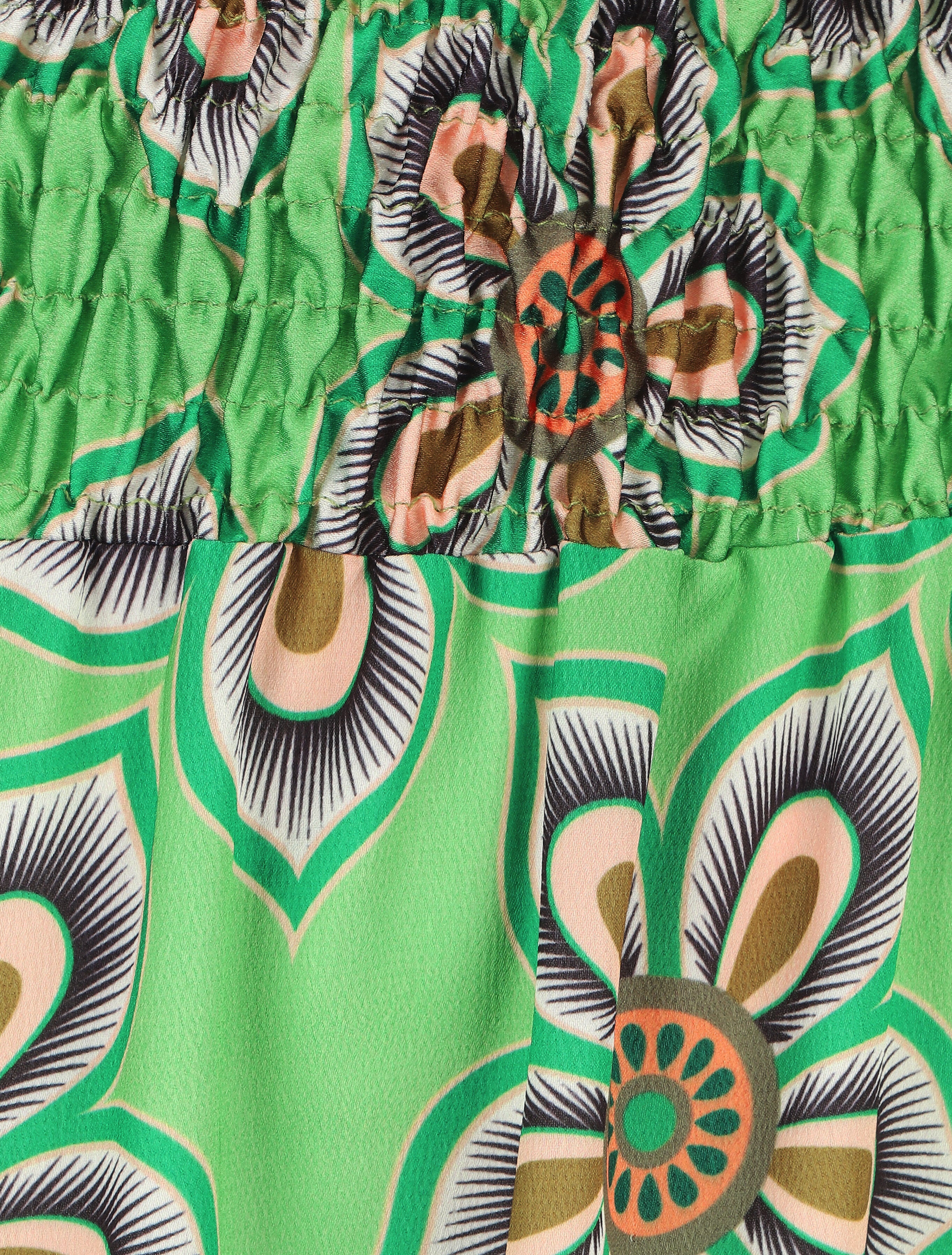 Jupe élastiquée à imprimé fleuri - Vert - 3