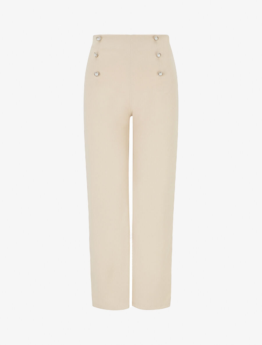 Pantalon fluide coupe droite - Beige - 5