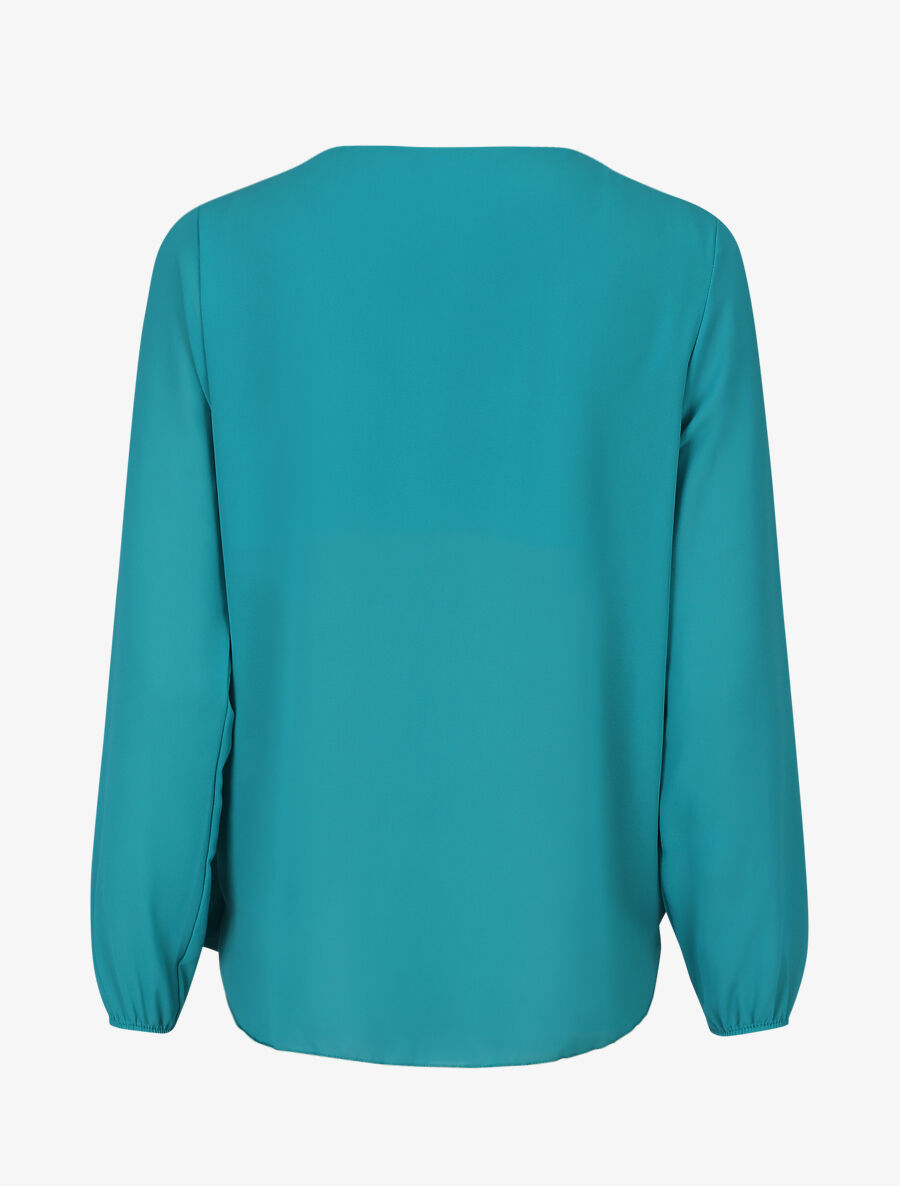 Blouse oversize à col cache coeur - Turquoise - 2