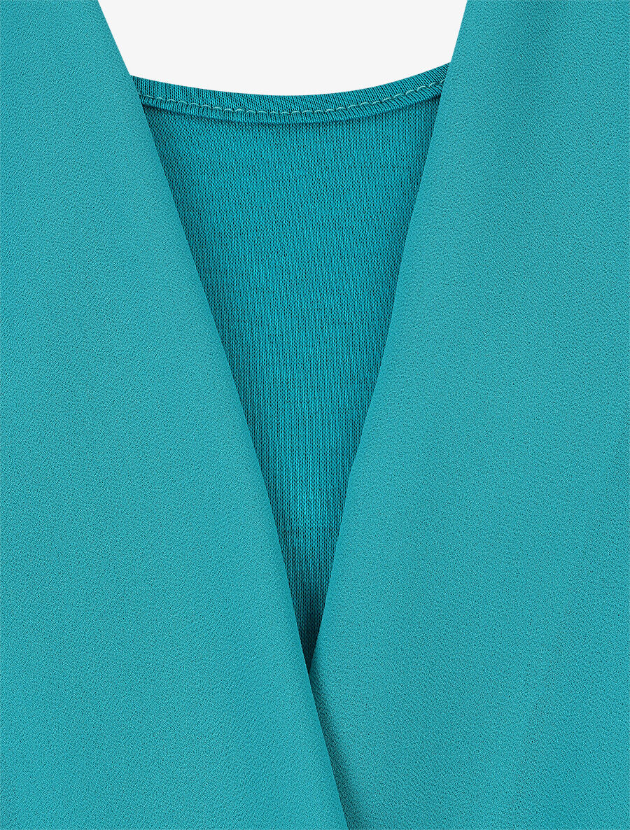 Blouse oversize à col cache coeur - Turquoise - 3