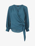 Blouse en voile style portefeuille - Bleu canard - 5