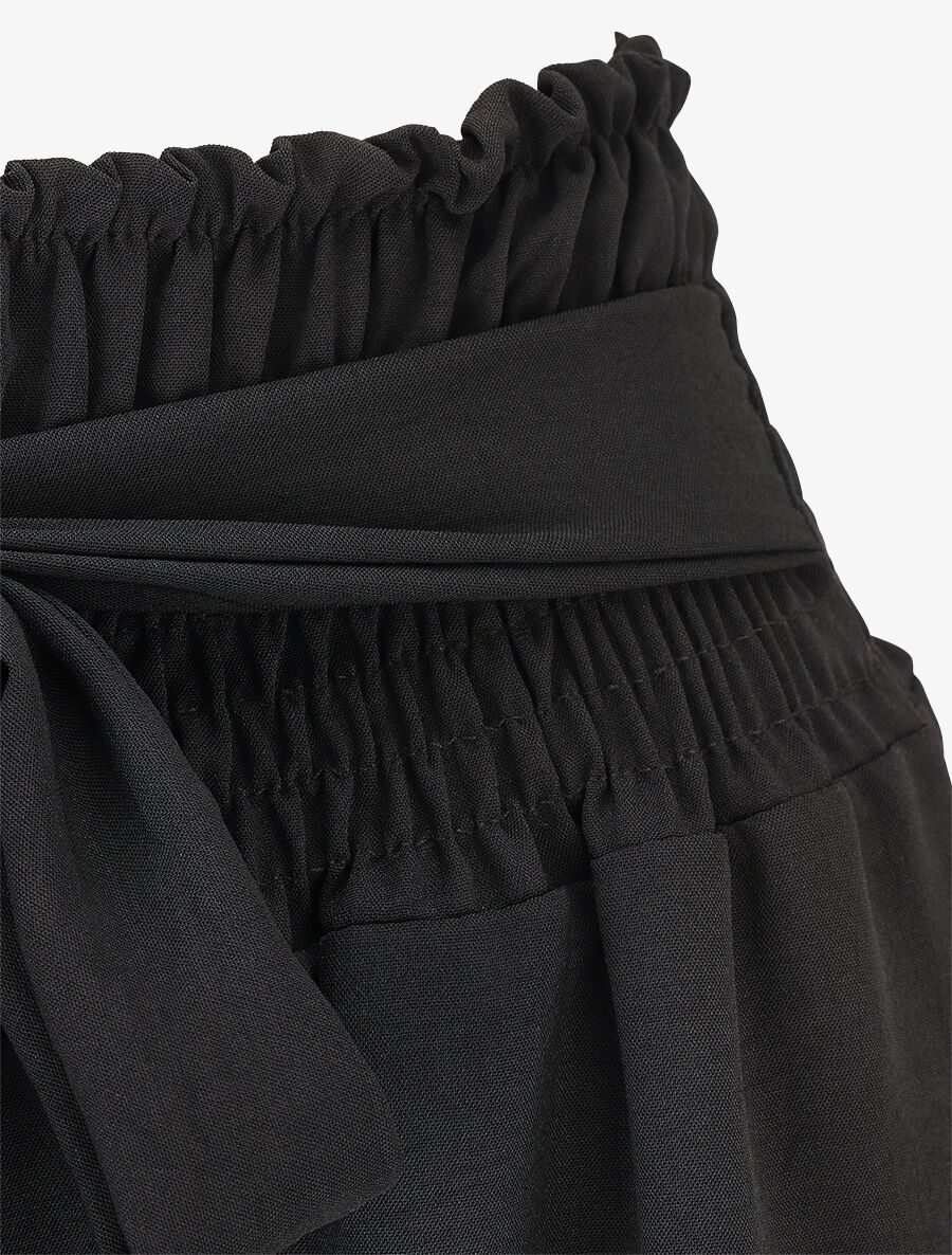 Pantalon uni à taille élastiquée - Noir - 3