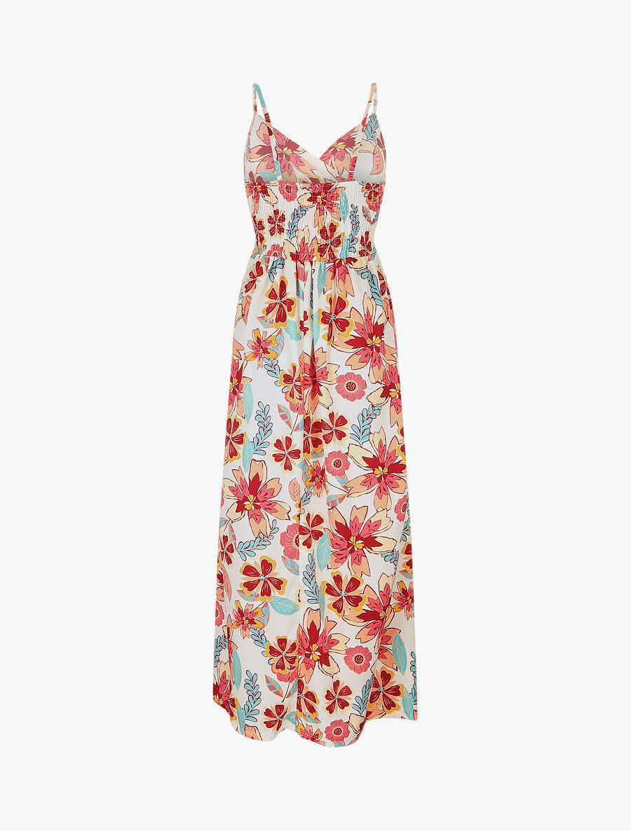 Robe longue imprimé fleurs des îles - Crème - 2