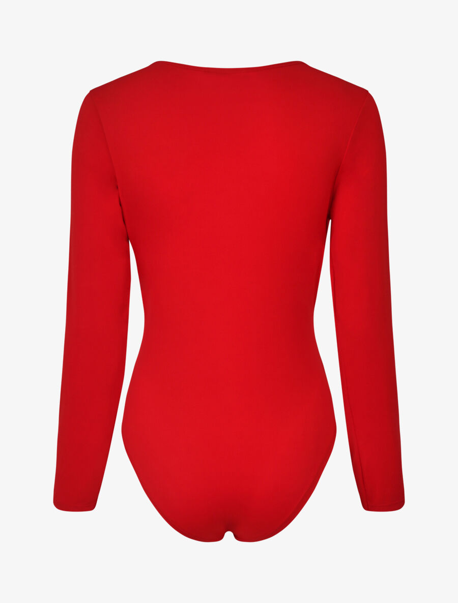 Body à col cache-coeur et ceinture à boucle - Rouge - 2