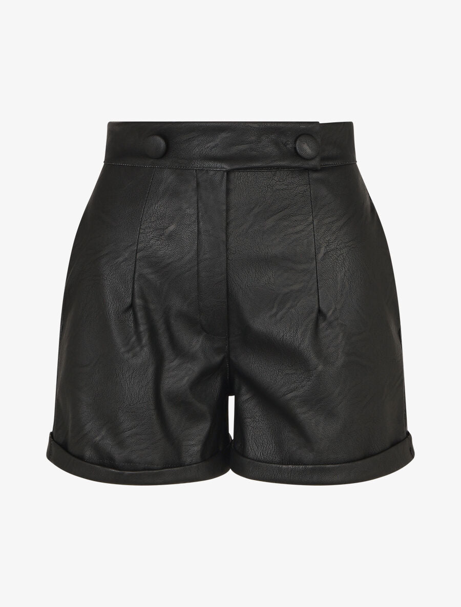 Short en simili à revers - Noir - 5