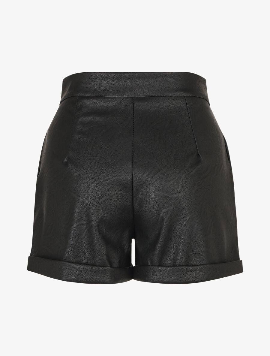 Short en simili à revers - Noir - 2
