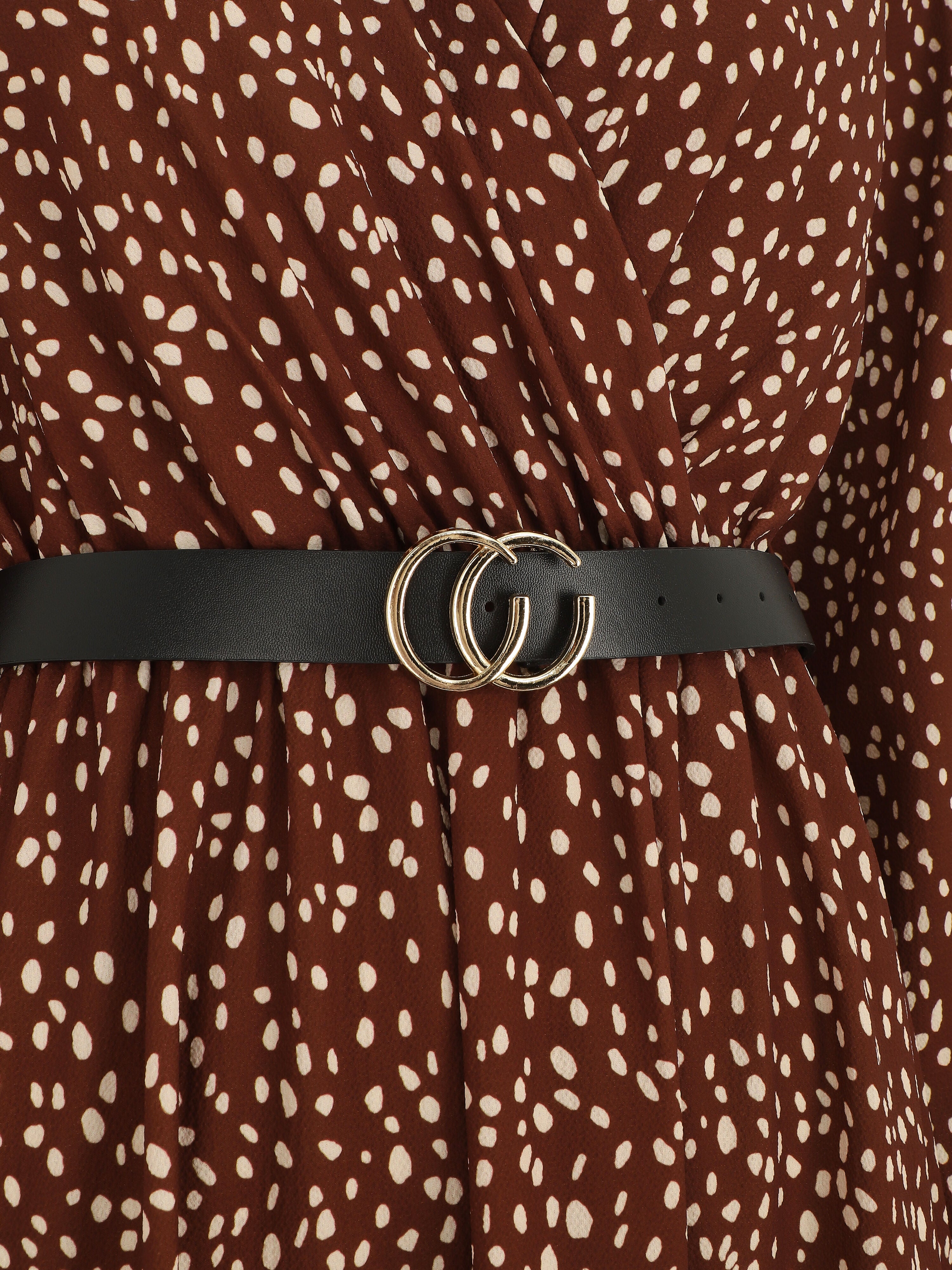 Robe longue à imprimé moucheté - Marron - 3