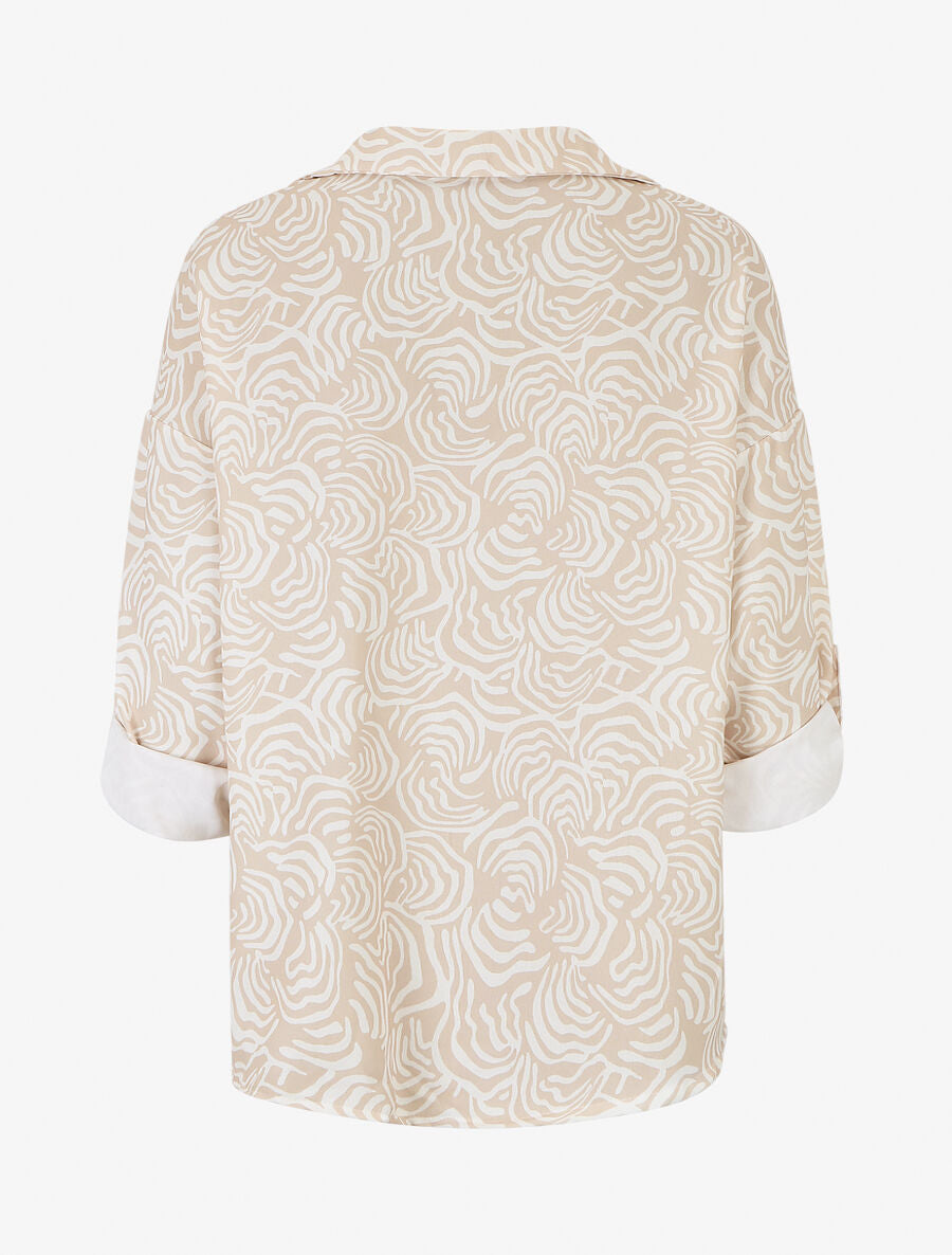 Blouse fluide à imprimé graphique - Beige - 2