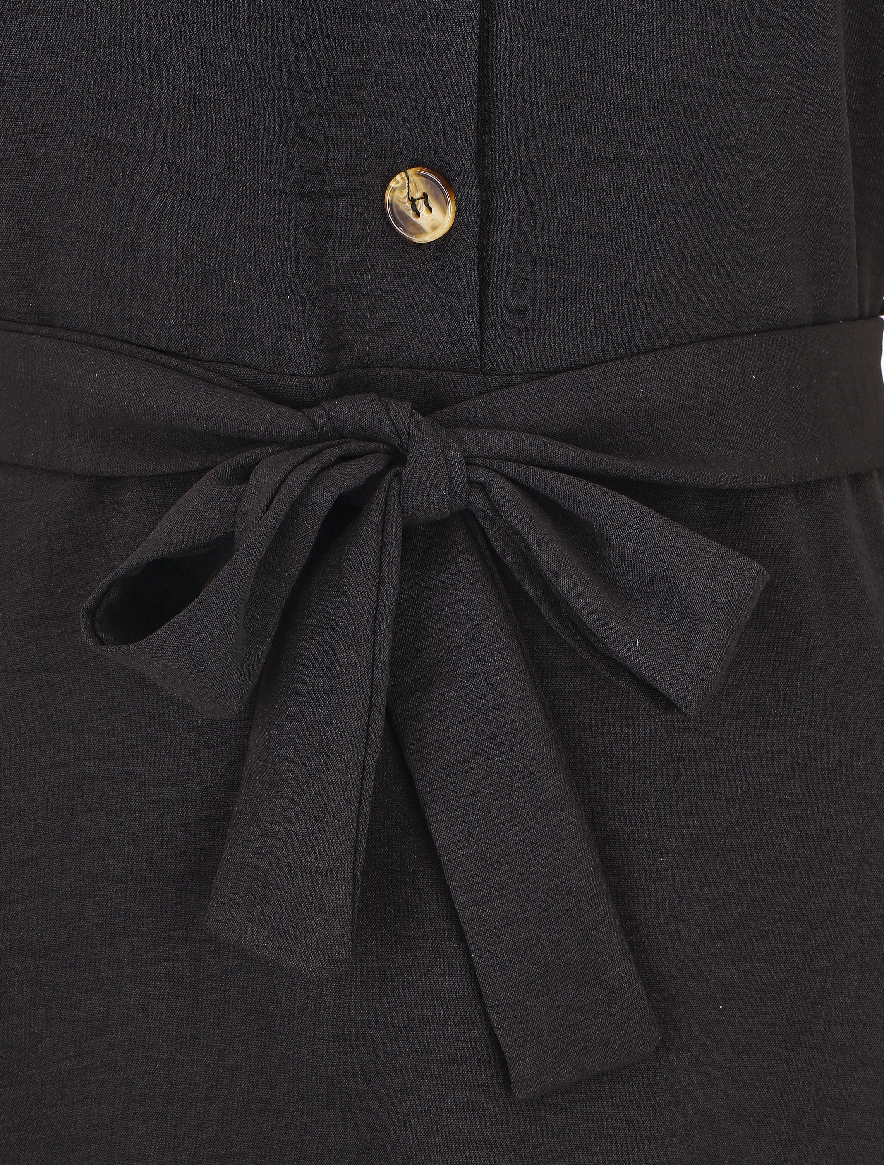 Robe longue fluide à manches courtes - Noir - 3
