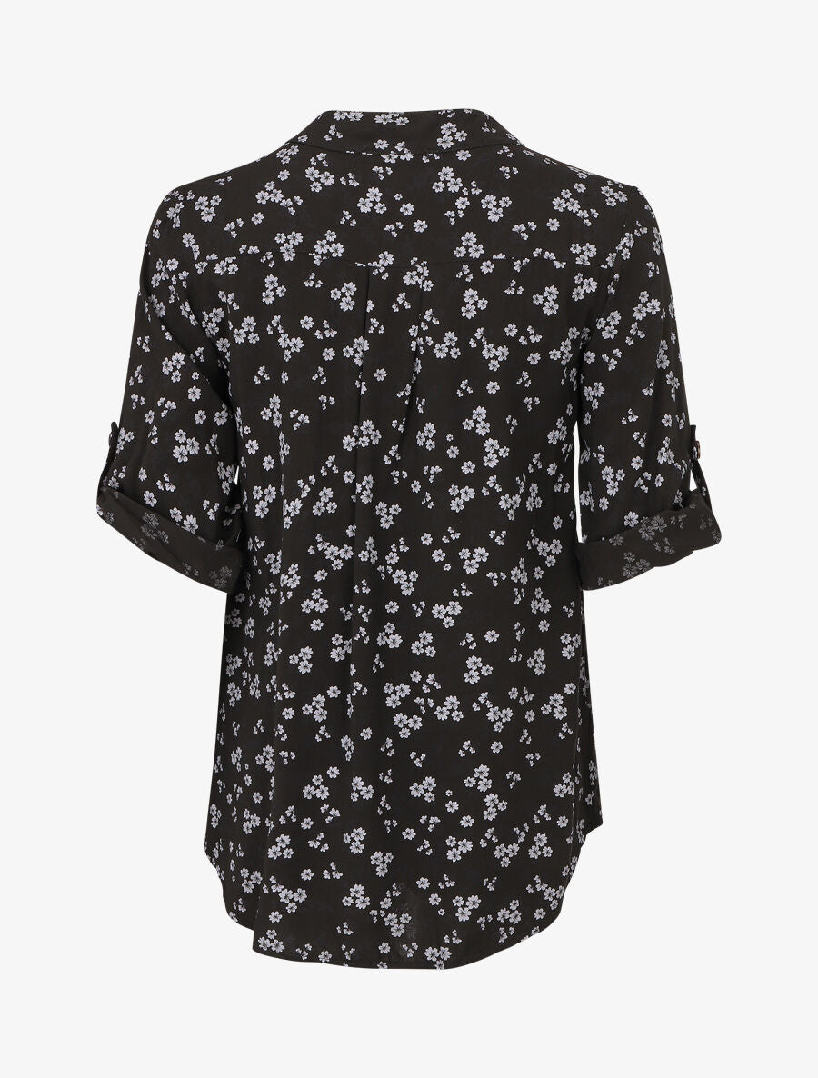 Blouse à imprimé fleuri - Noir - 2