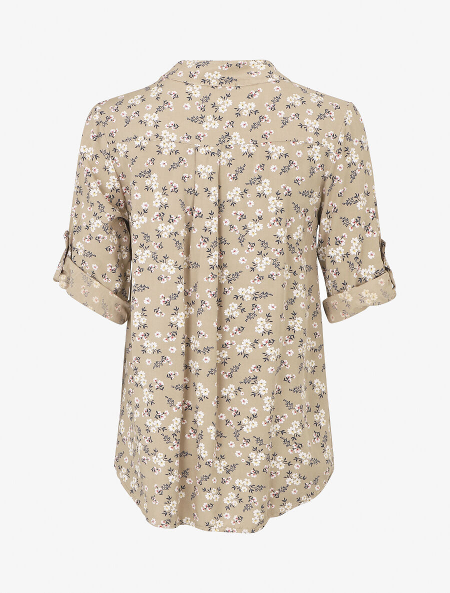 Blouse à imprimé fleuri - Beige - 2