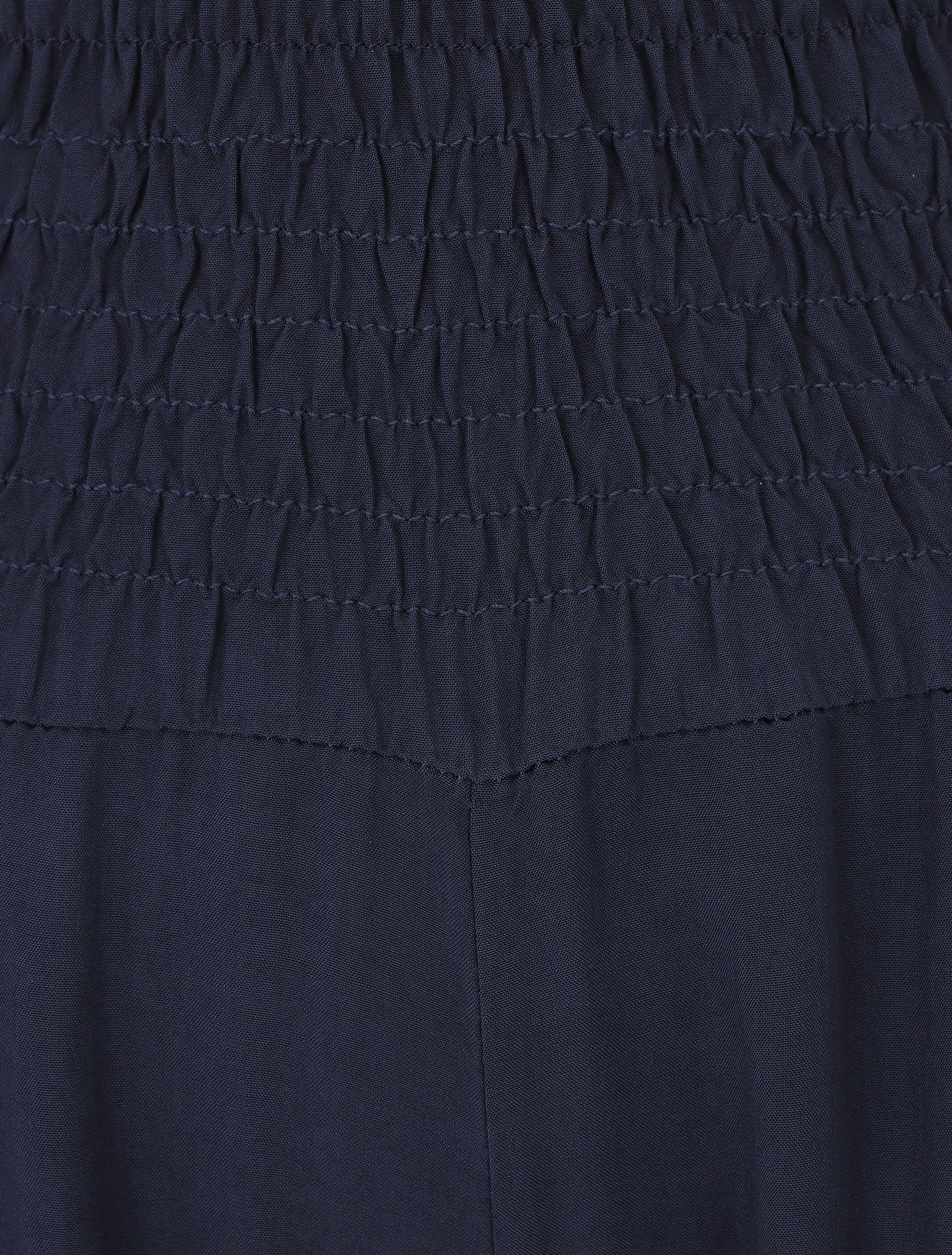 Pantalon ample à taille élastiquée - Marine - 3