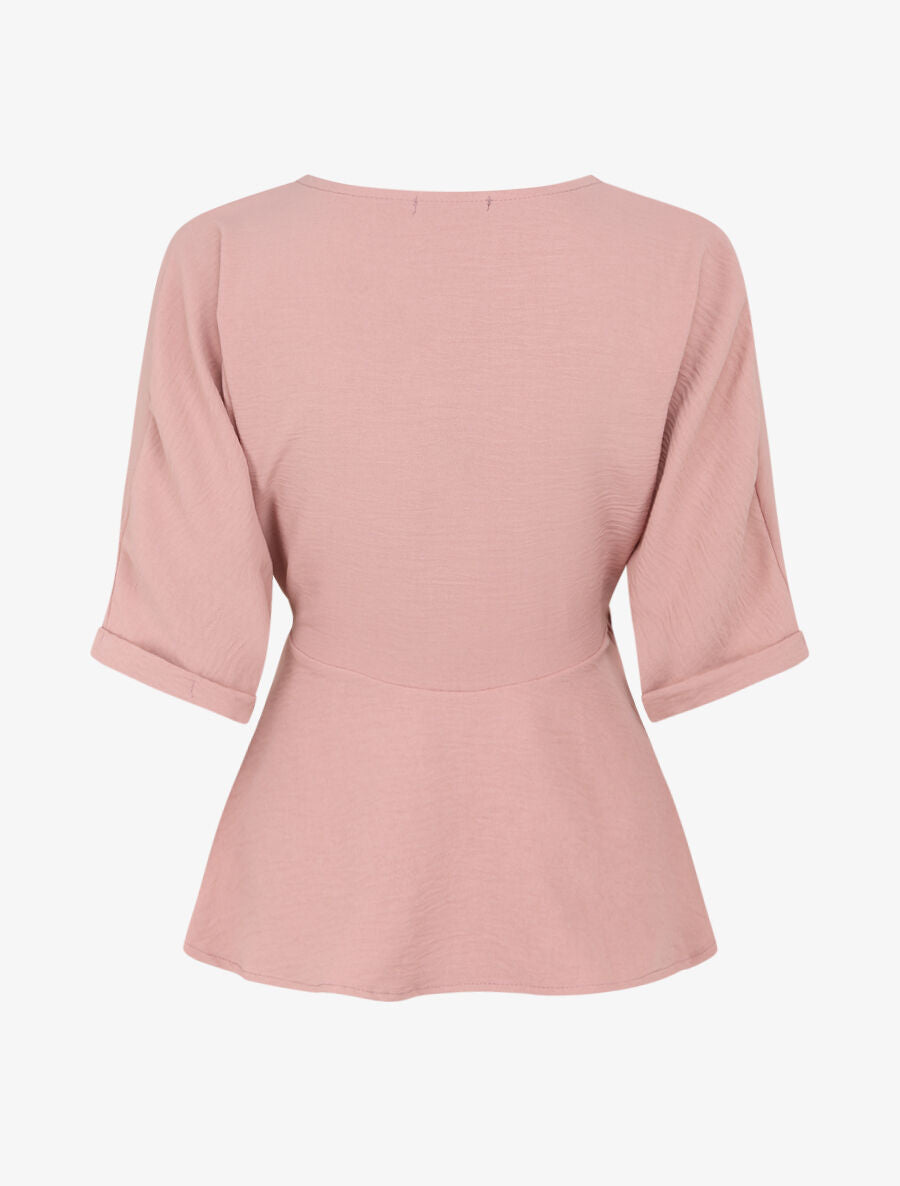 Top fluide boutonné - Rose poudré - 2
