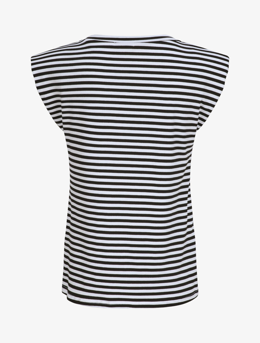 Top marinière coupe droite à épaulettes - Noir - 3