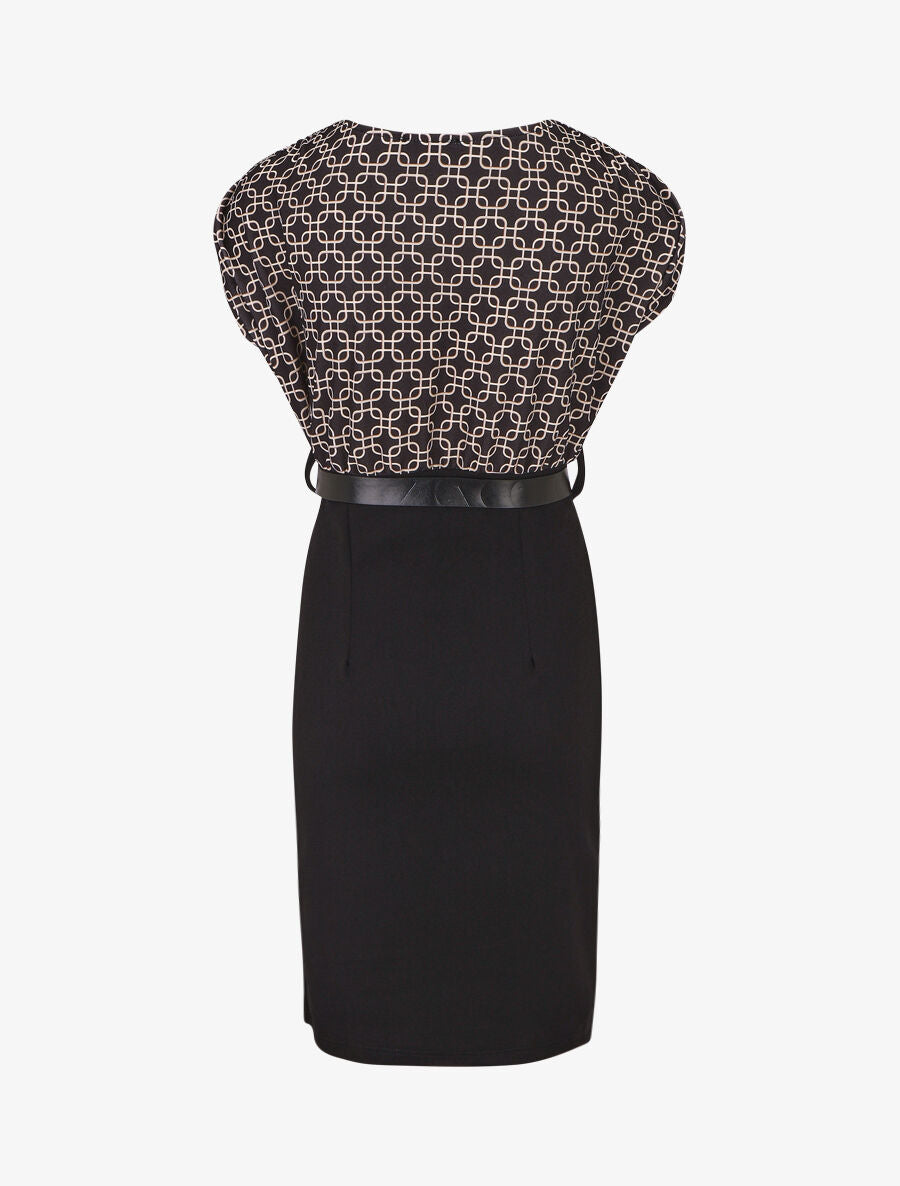 Robe courte ajustée à motif fantaisie - Noir - 2
