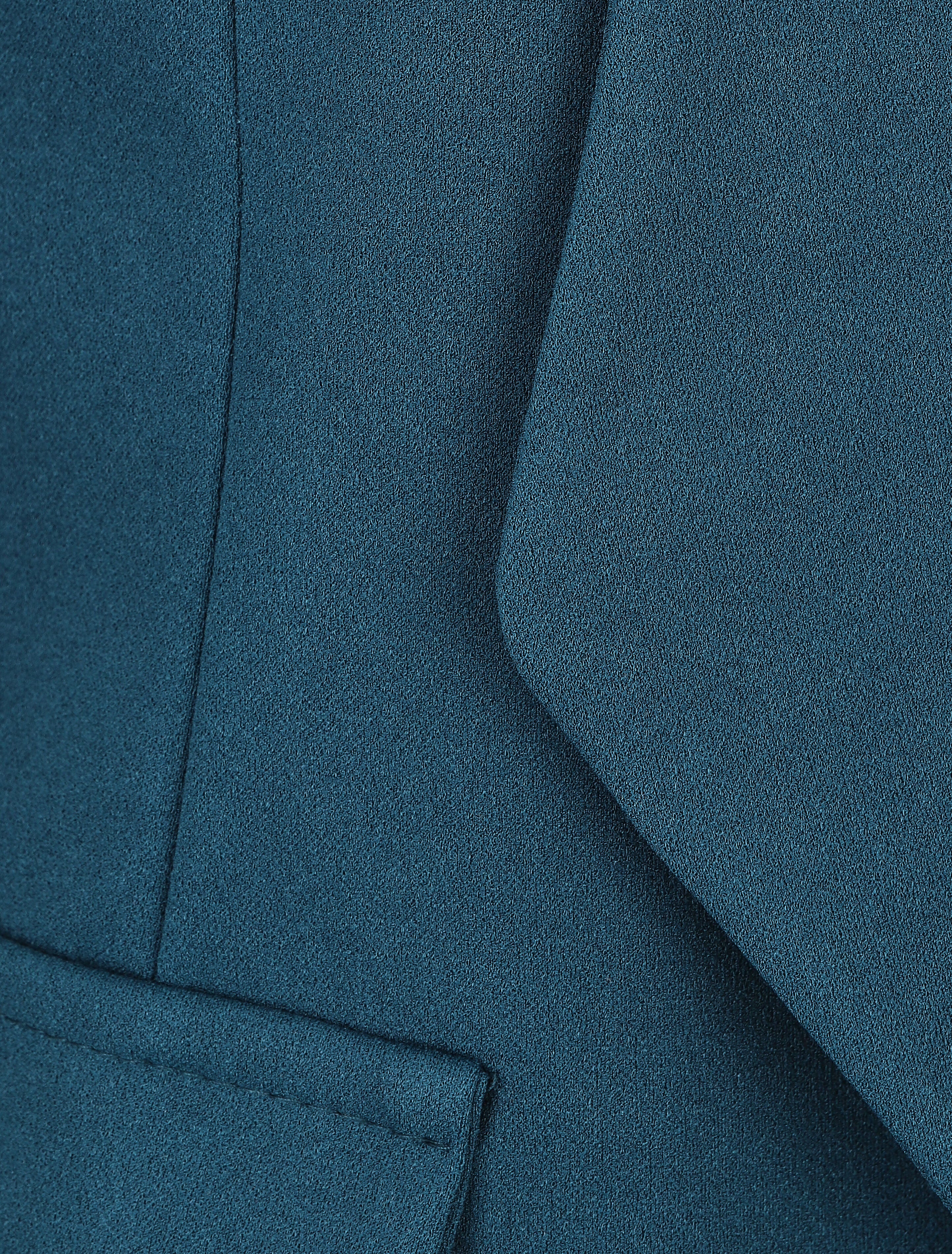 Veste droite unie col cascade - Bleu canard - 3