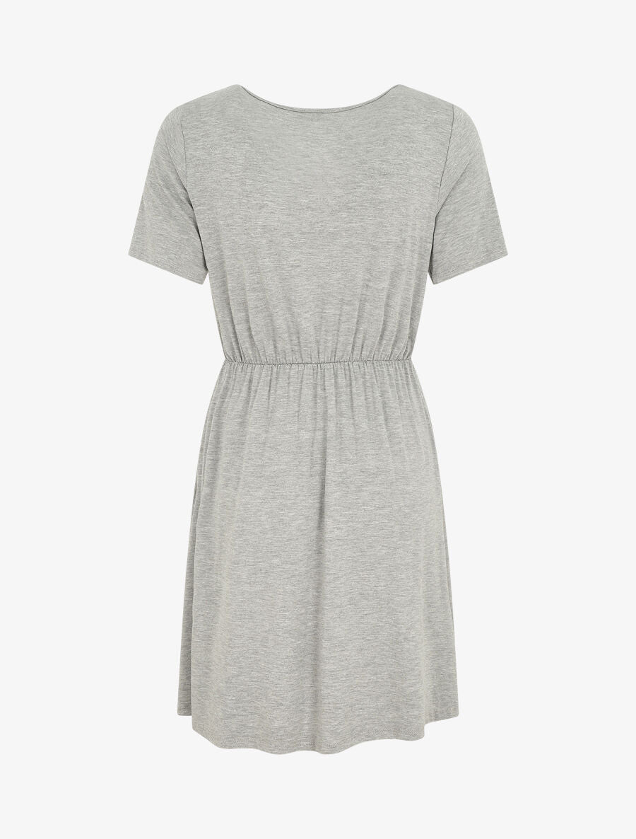 Robe boutonnée unie manches courtes - Gris chiné - 2