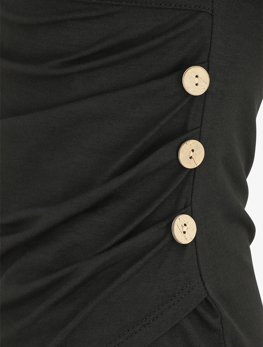 Top manches courtes uni col cache-coeur - Noir - 3