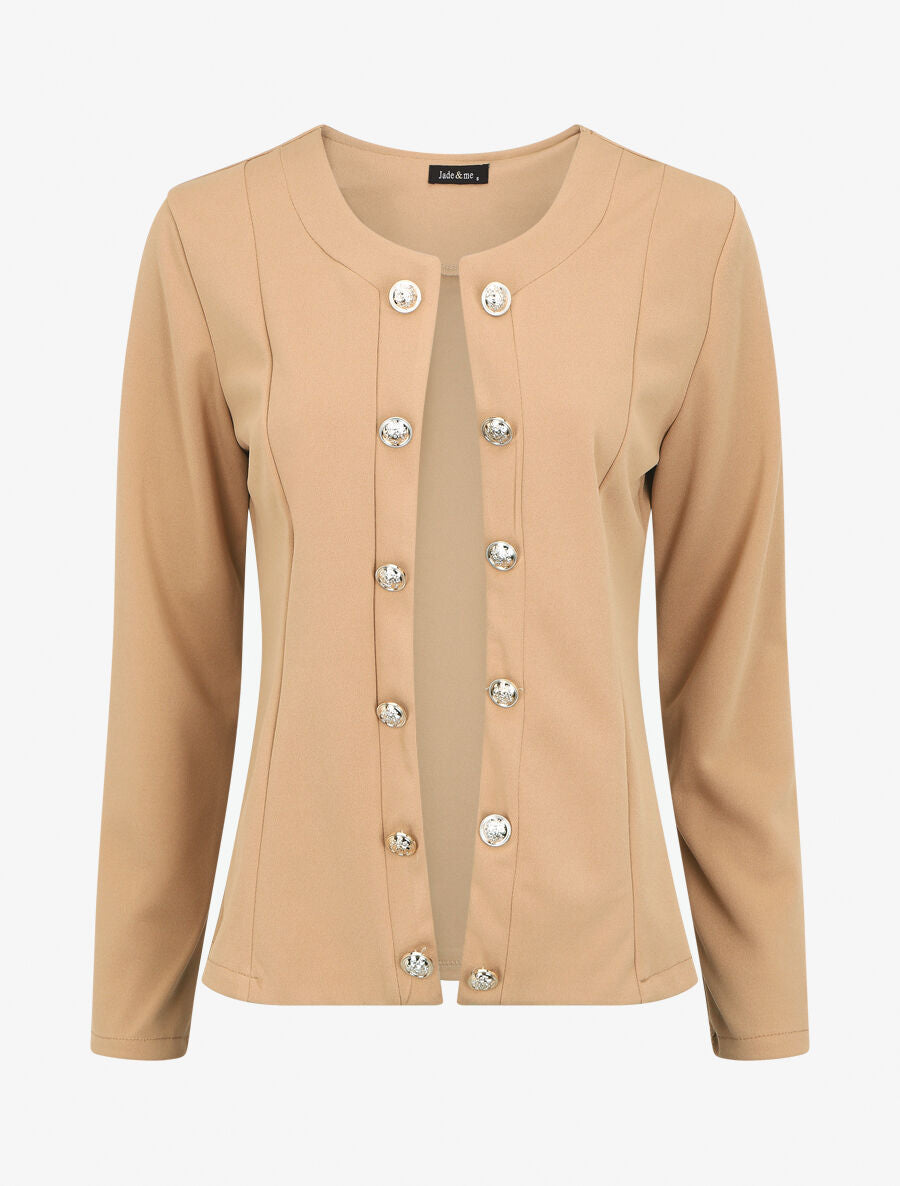 Veste droite boutonnée unie - Camel - 1