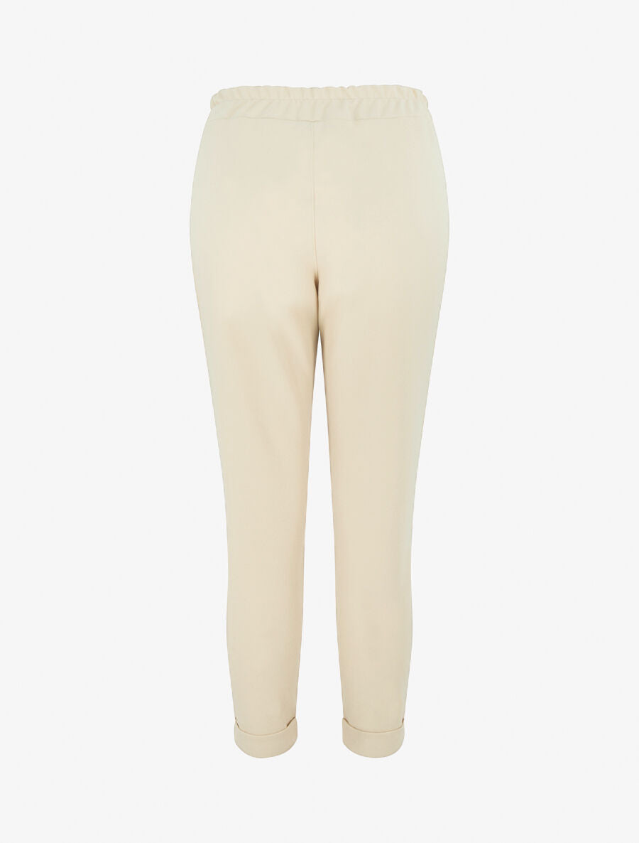 Pantalon slim à noeud fleuri - Beige - 2