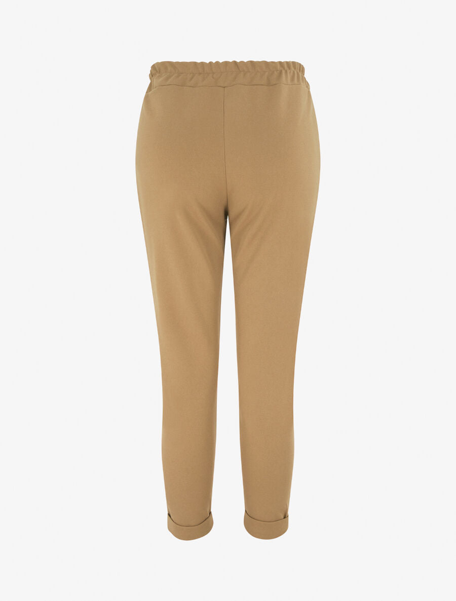 Pantalon slim à noeud fleuri - Camel - 2