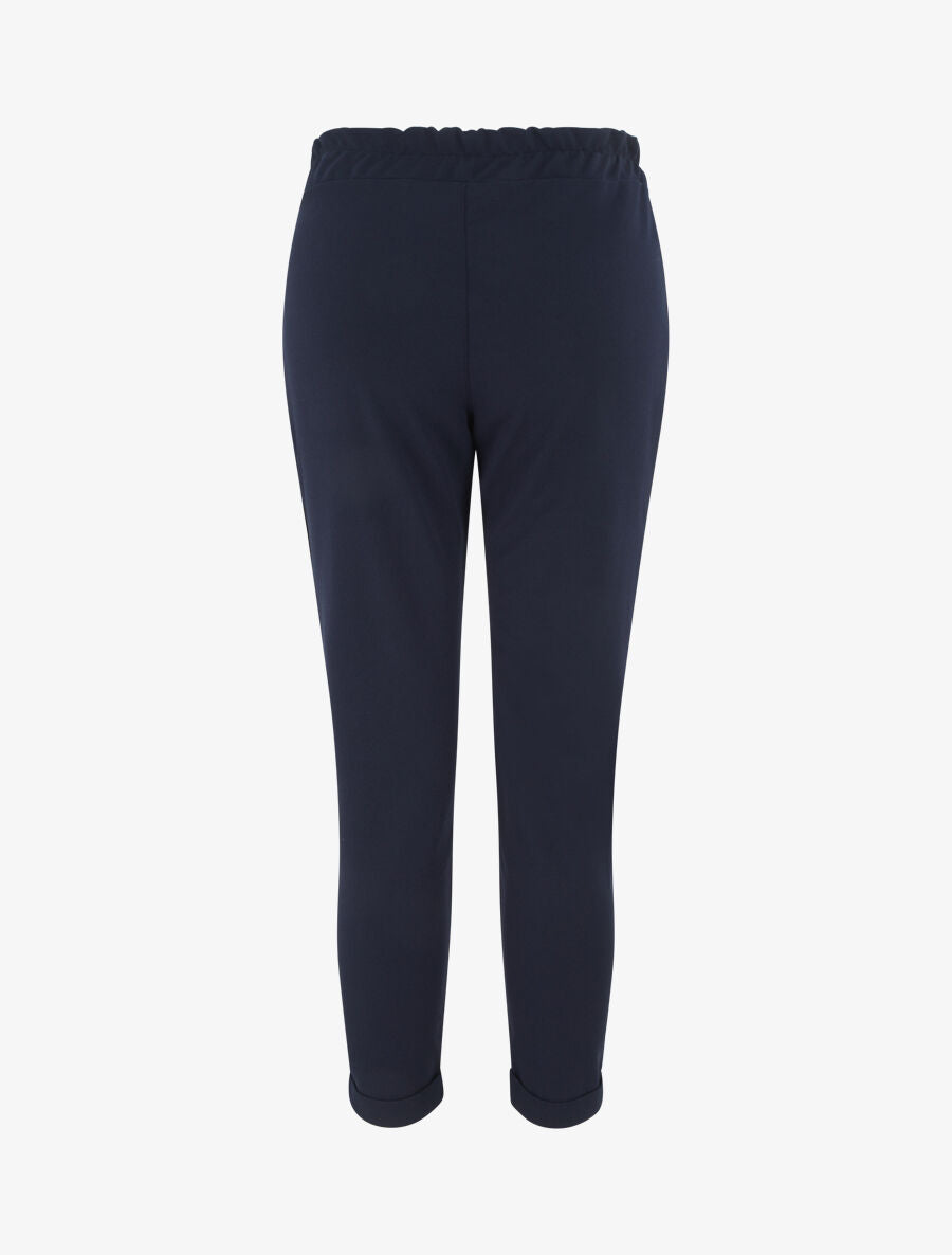 Pantalon slim à noeud fleuri - Marine - 2