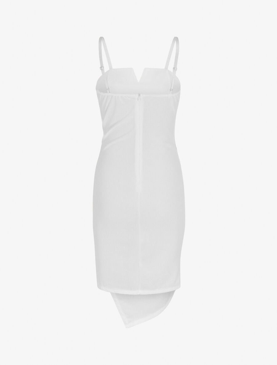 Robe ajustée unie effet drapé - Crème - 2
