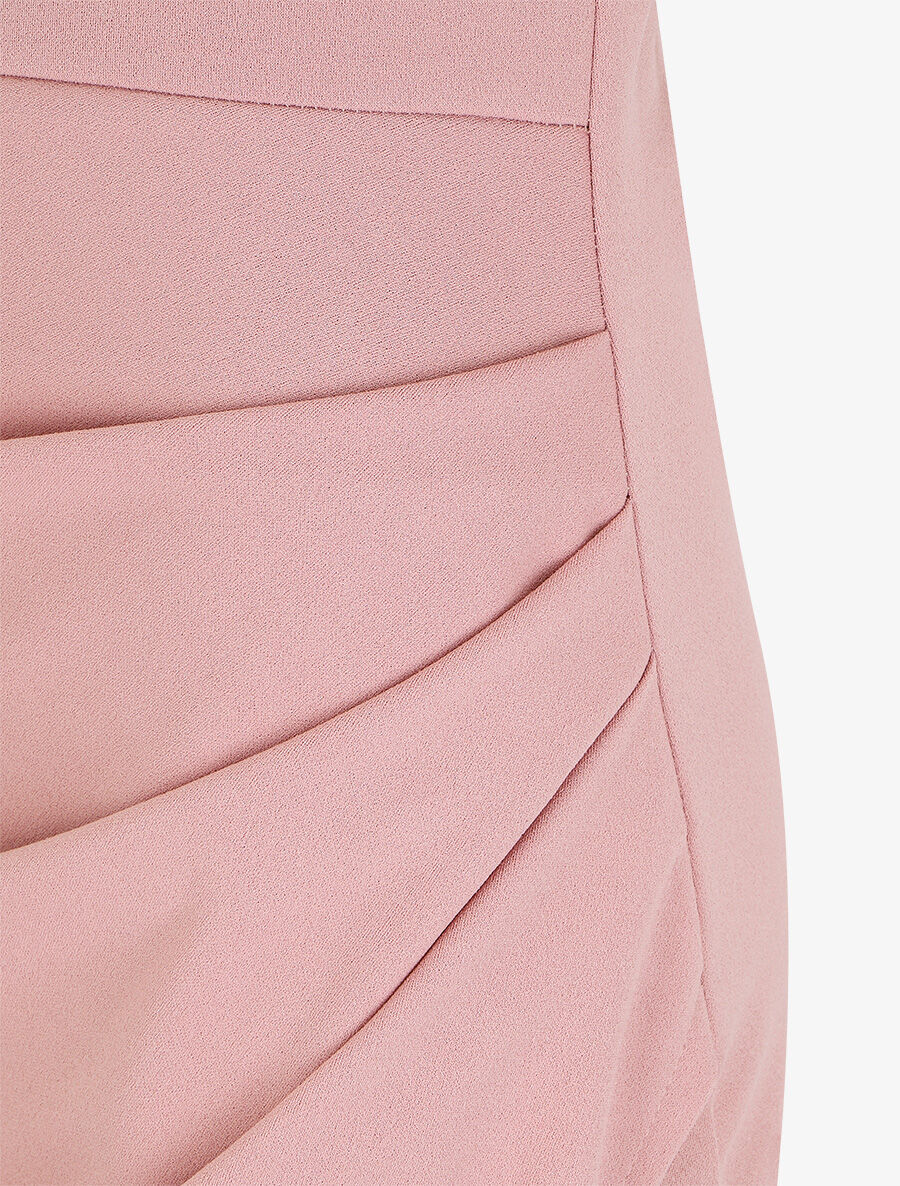 Robe ajustée unie effet drapé - Rose - 3