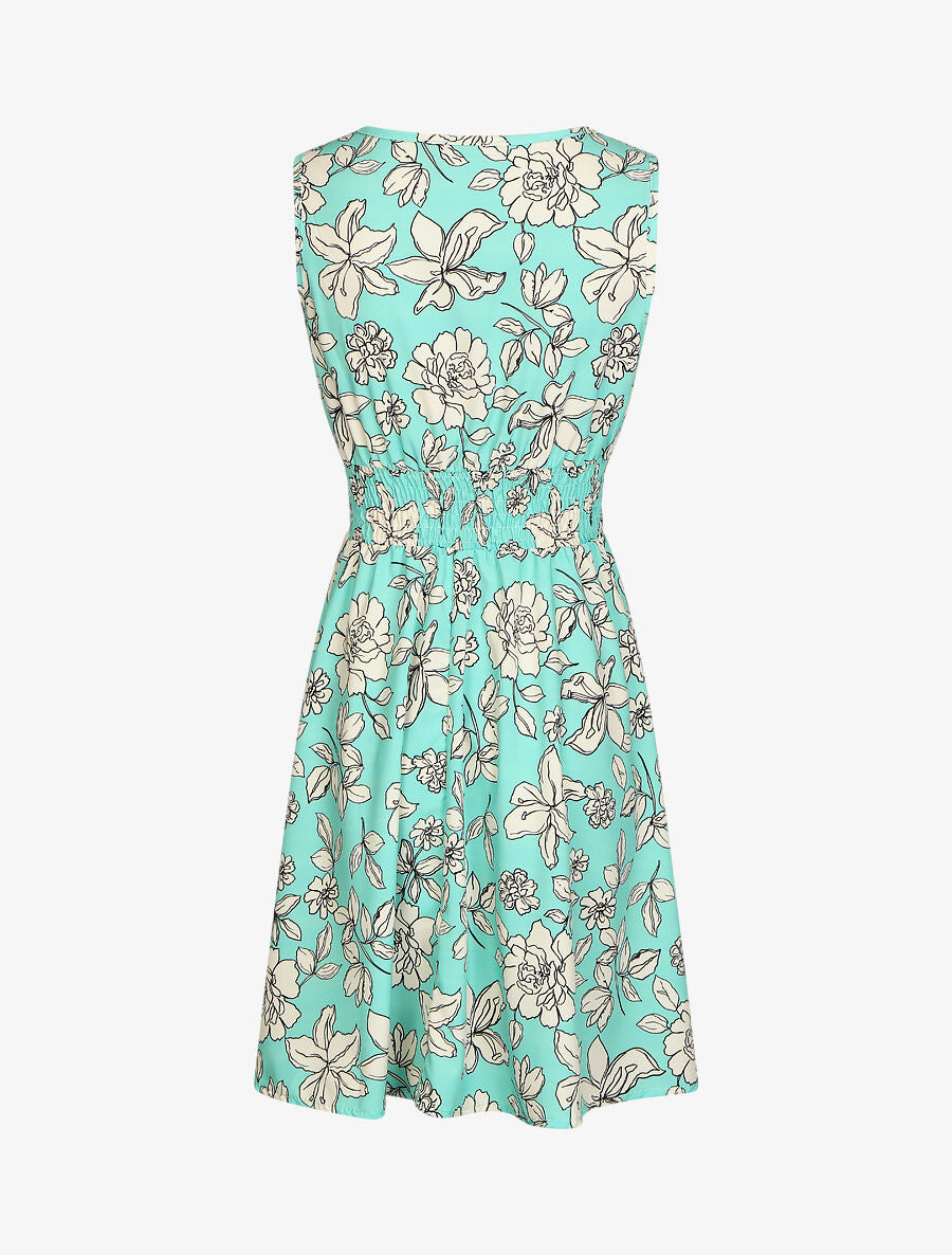 Robe fleuri à taille élastiquée - Vert d&