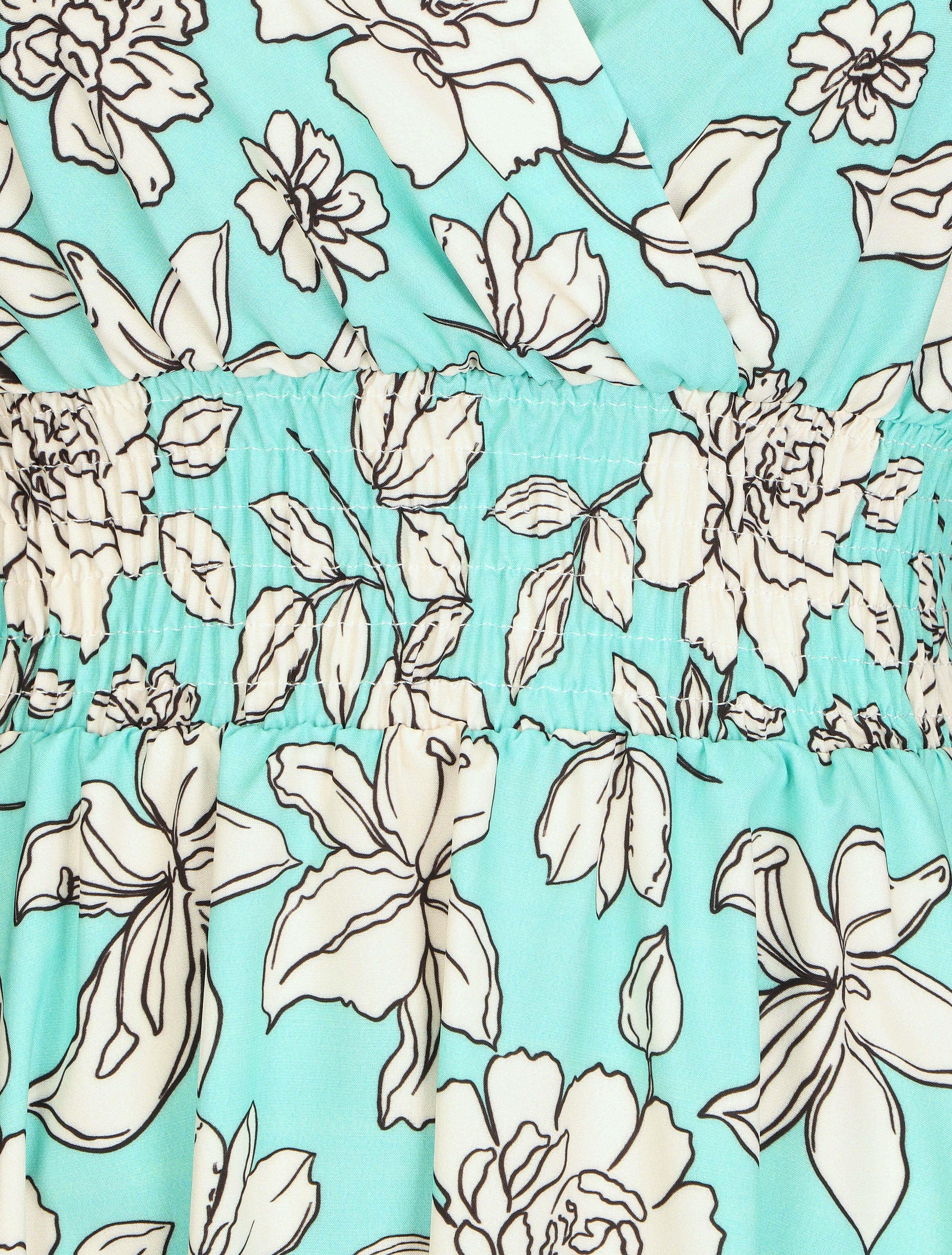 Robe fleuri à taille élastiquée - Vert d&