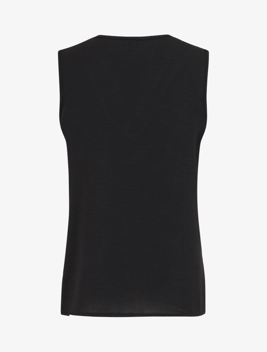 Top droit sans manches col V - Noir - 2