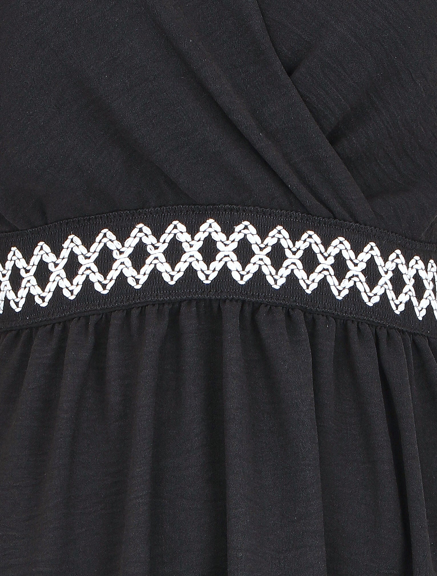Robe uni à taille élastiquée - Noir - 3