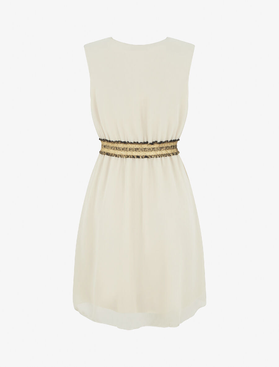 Robe sans manches taille élastiquée irisée - Beige - 2