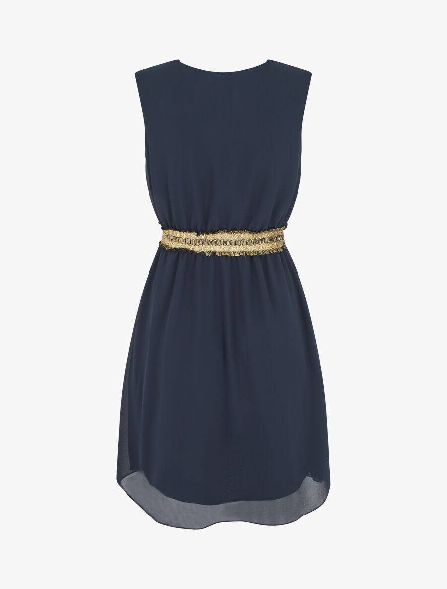 Robe sans manches taille élastiquée irisée - Marine - 2