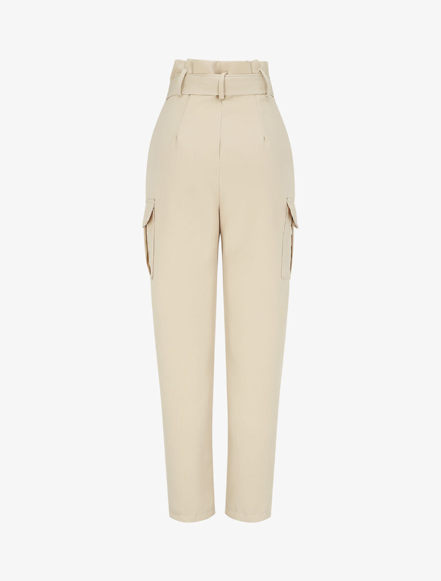 Pantalon cargo taille haute - Beige - 2