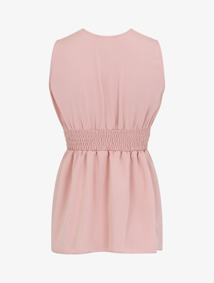 Top empire uni sans manches col V - Rose - 2