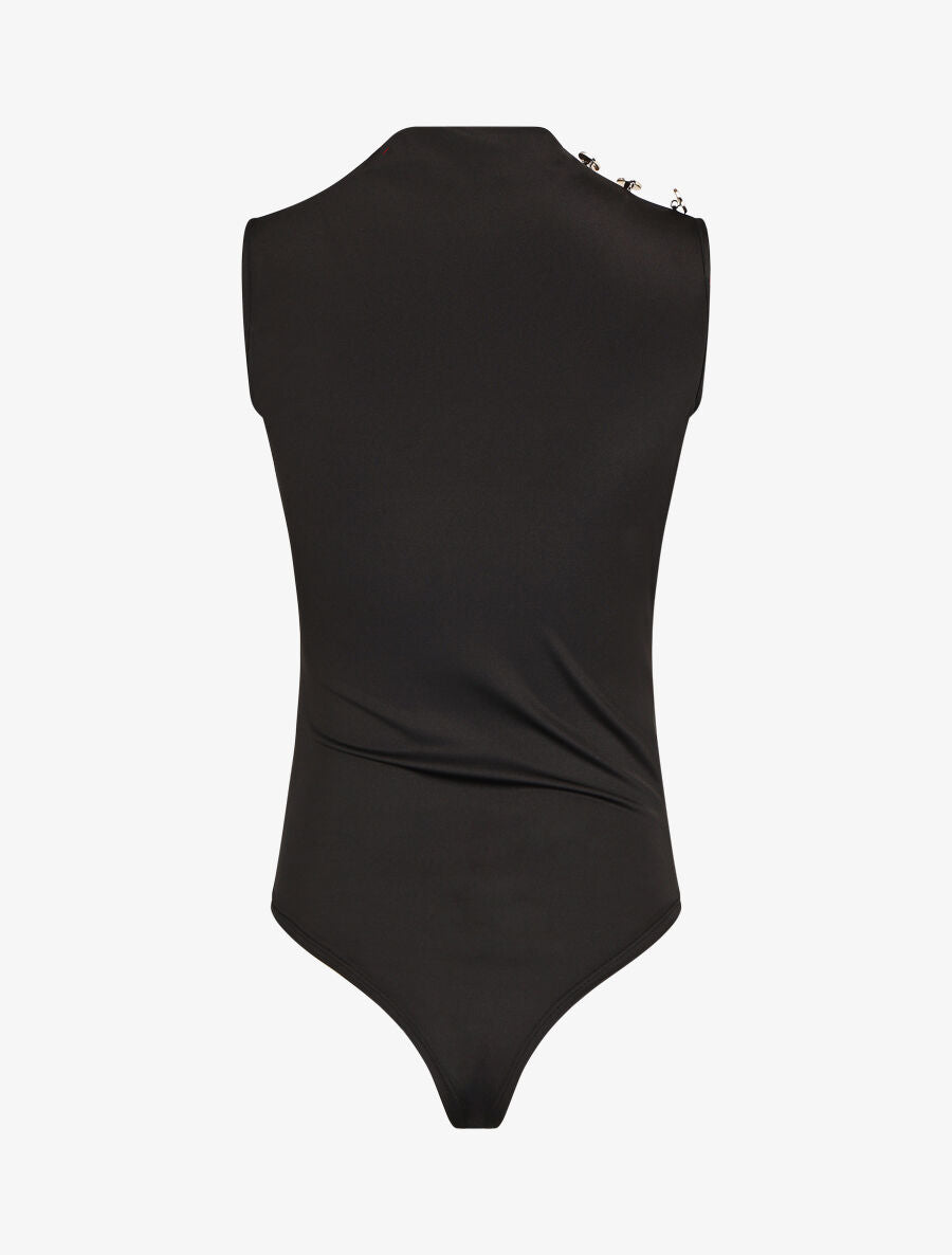Body sans manches satiné et drapé - Noir - 2