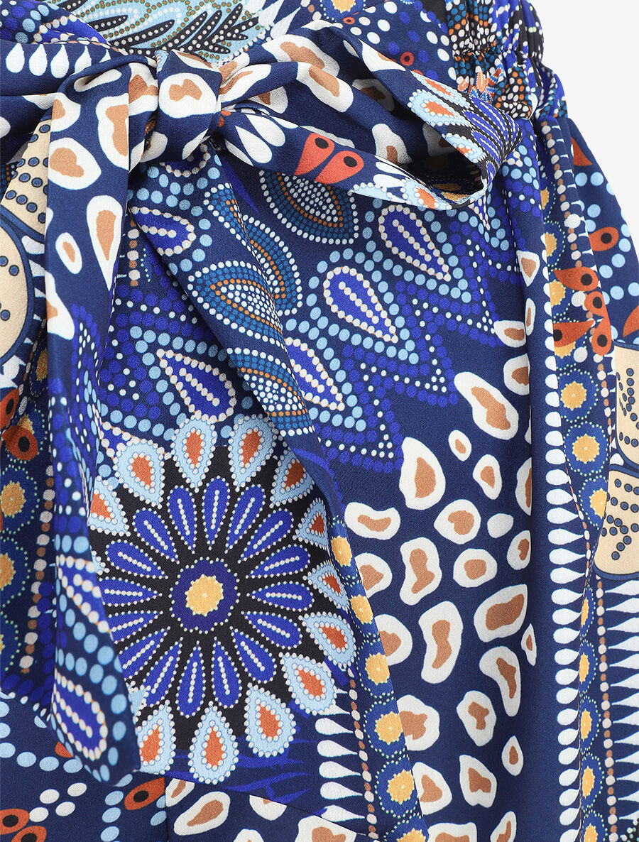 Pantalon fluide à imprimé foulard - Marine - 3