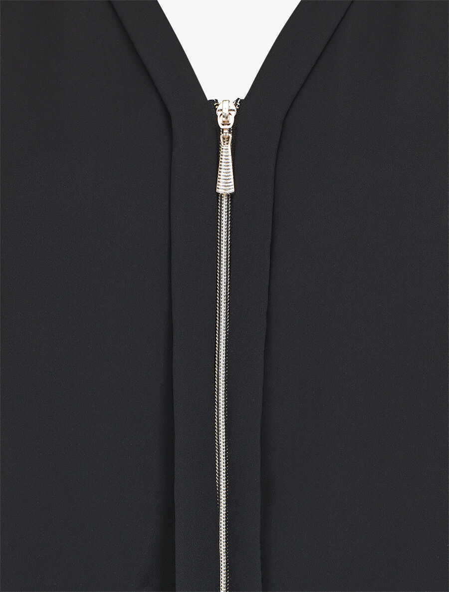 Top en voile uni zippé - Noir - 3