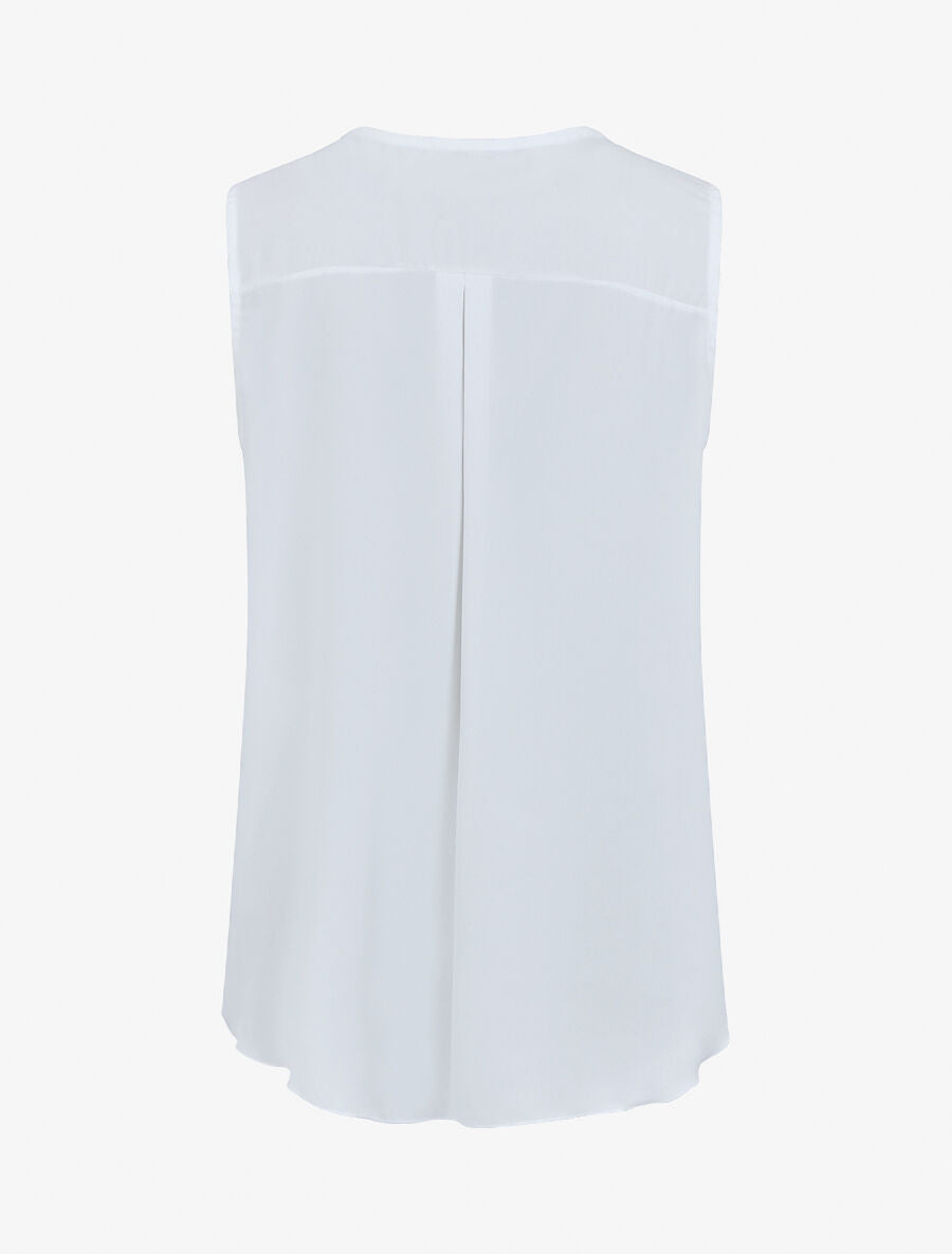 Top en voile uni zippé - Blanc - 2